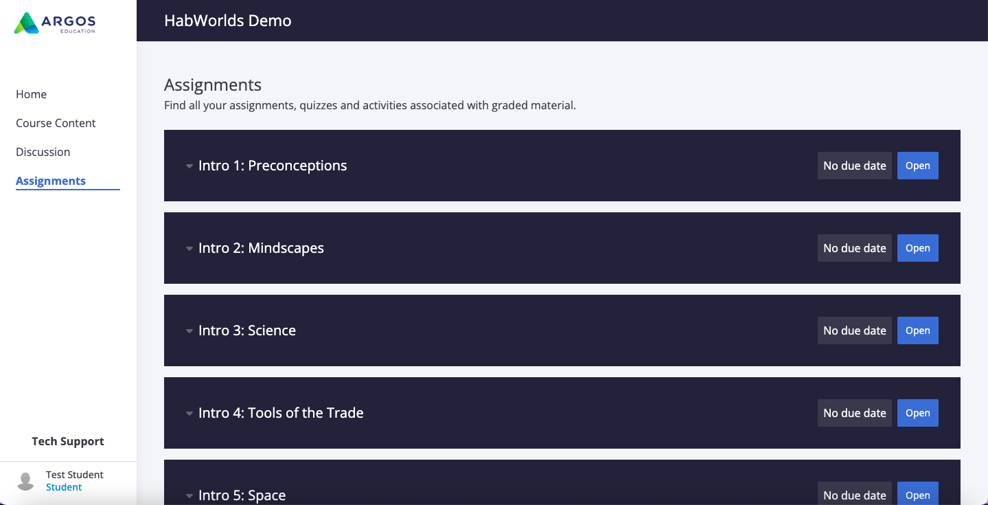 Argos Inspark Student Quick Start